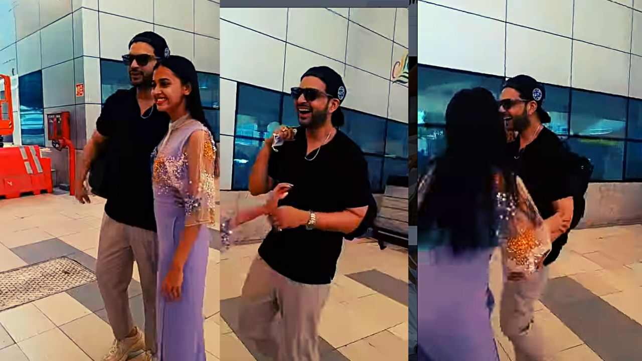 Tejasswi Prakash-Karan Kundrra being playful at the airport is such a cute couple goals, watch video