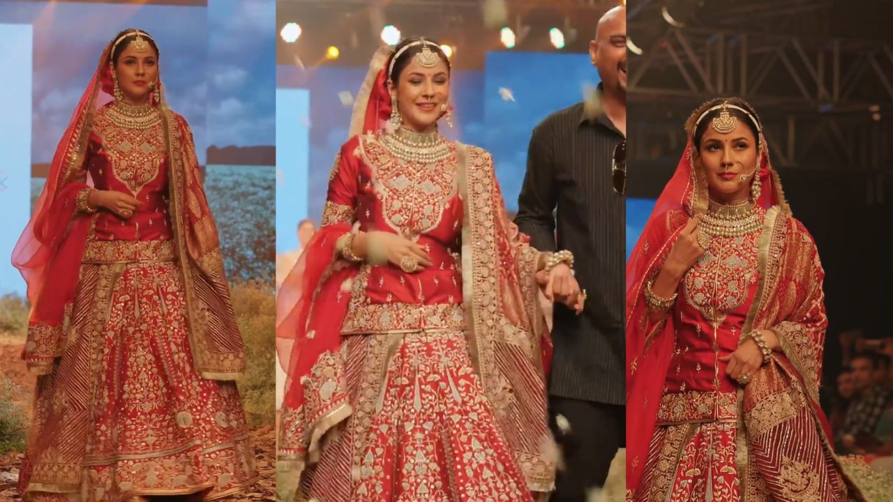 Viral video of Shehnaaz Gill on the ramp walk as a beautiful bride, grooves to Sidhu Moose Wala song
