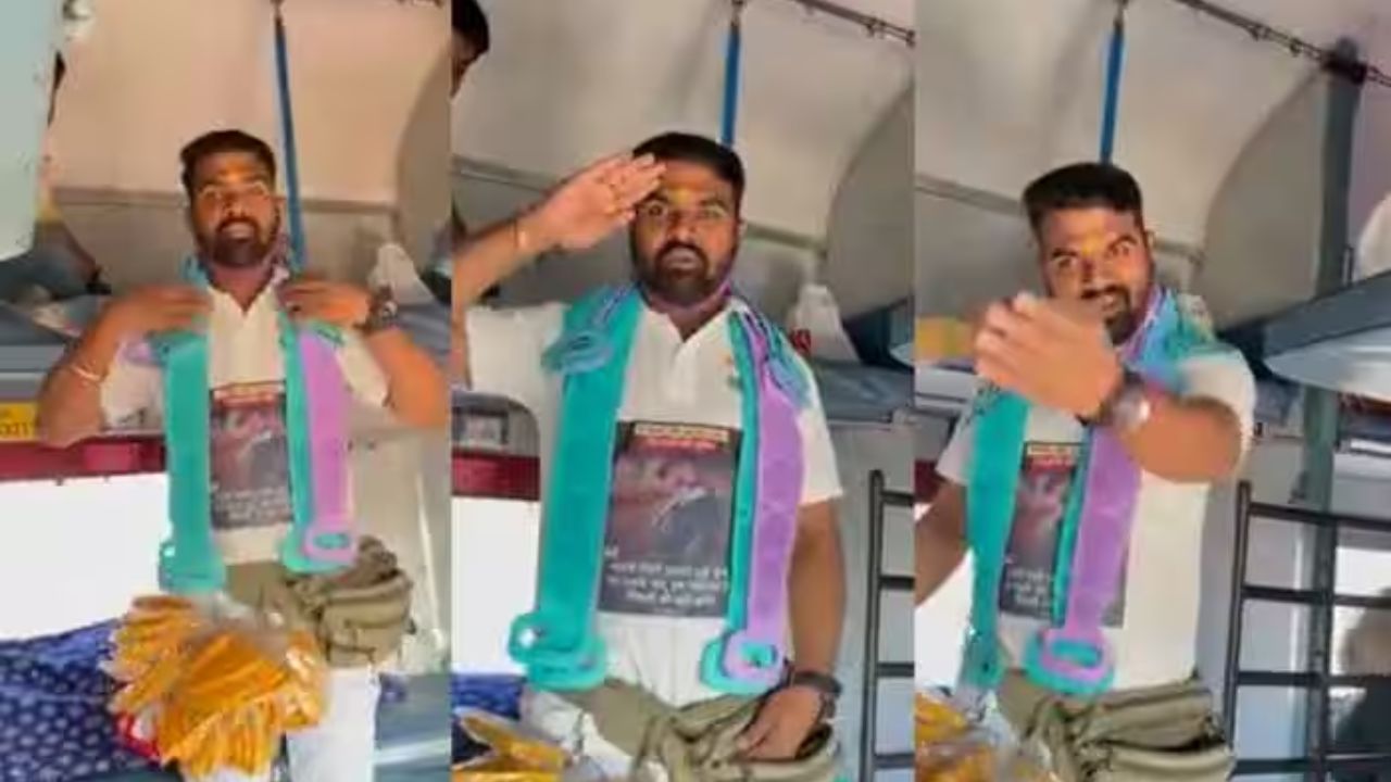 Viral हुआ “मोदी की चाय योगी का काढ़ा” ट्रेन में सामान बेच रहे शख्स ने उड़ाए सबके होश देखें