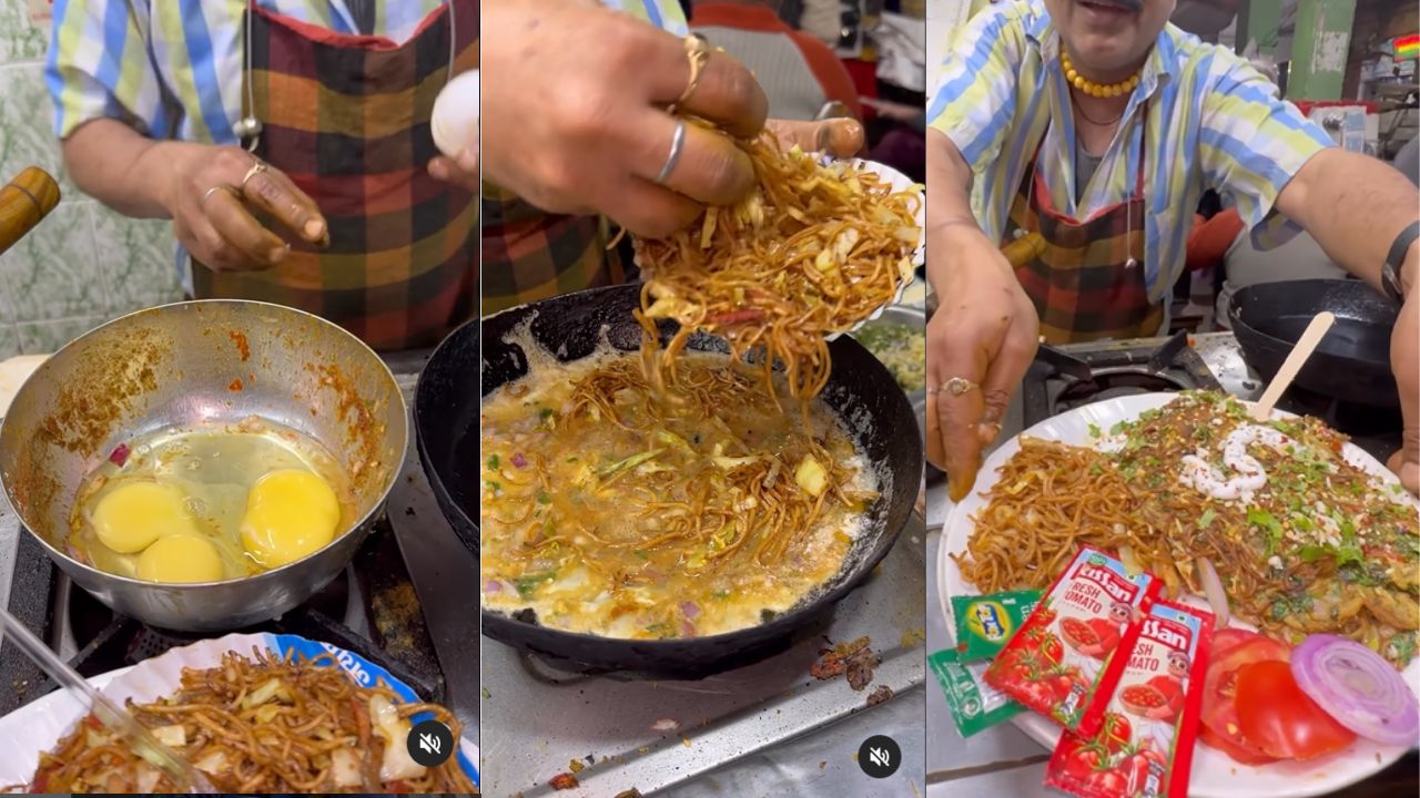 omelette chowmein viral video: मार्केट में आई ऑमलेट चाउमिन की नई रेसिपी, देखकर उड़ जाएंगे होश