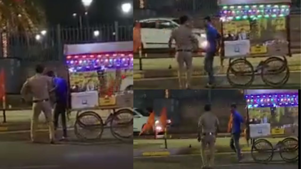 पुलिसवाले ने गरीब ठेले वाले के जड़ा थप्पड़, अखिलेश यादव ने शेयर किया वीडियो