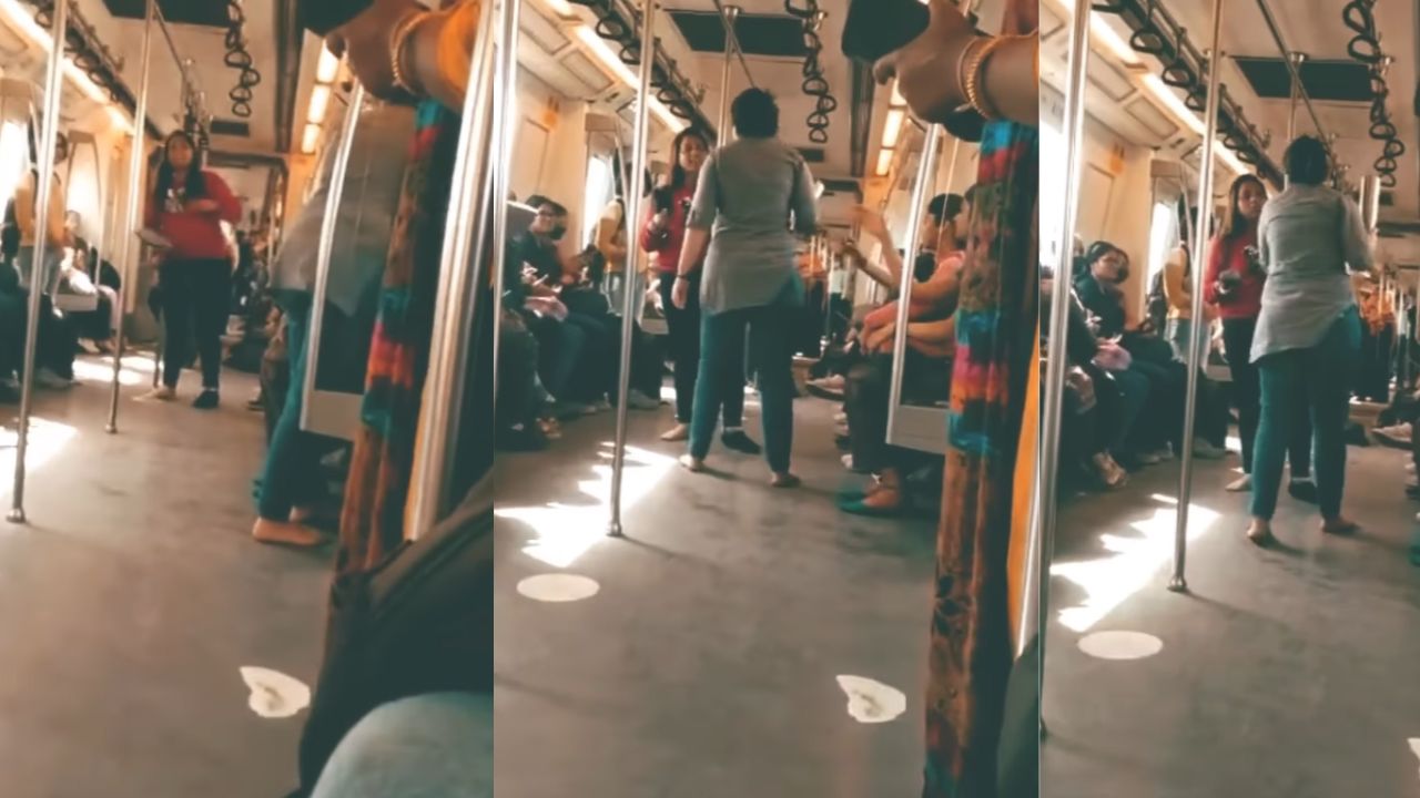 Viral Video : छोटी सी बात पर मेट्रो में भिड़ गई दो महिलाएं, एक ने निकाली चप्पल तो दूसरी ने उठा ली बोतल