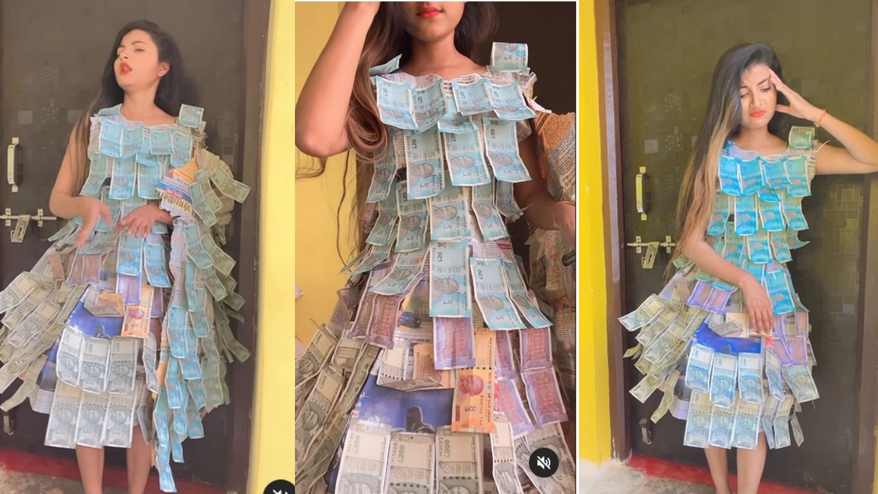 Viral Video: लड़की ने 500 और 200 रुपये के नोटों से बनाई अजीबो-गरीब ड्रेस, लोगों ने कहा - हमें कर दो गिफ्ट