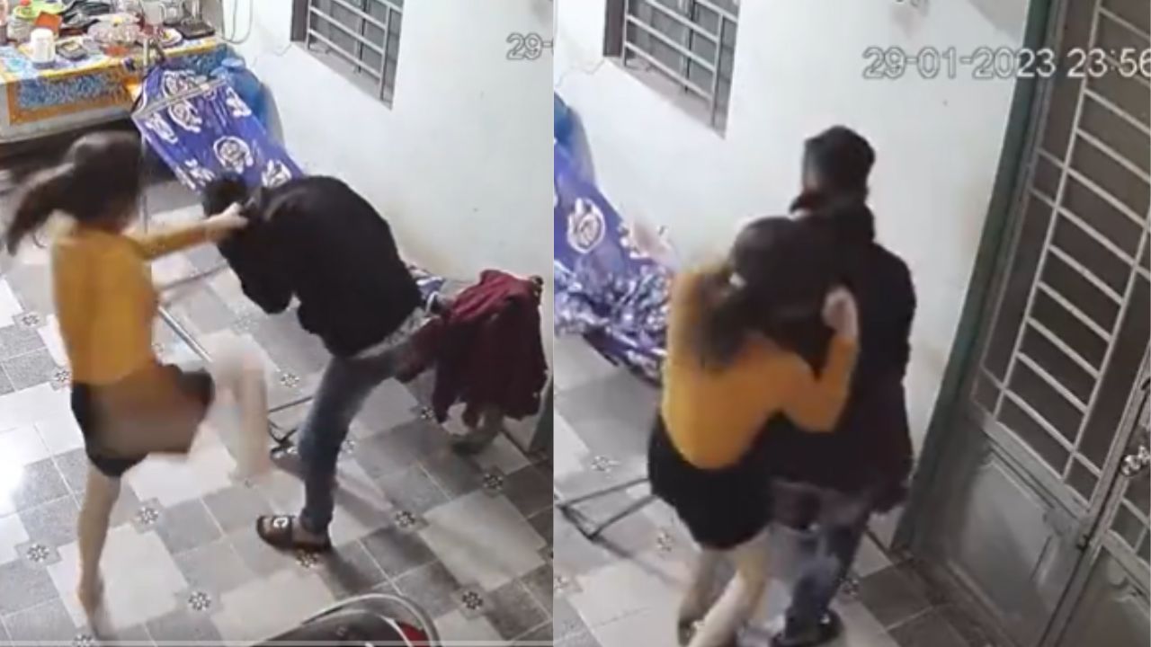 Wife Beat Husband Viral Video: पति के घर आते ही पत्नी ने कर दी लात घूसों की बारिश, वीडियो हुआ वायरल
