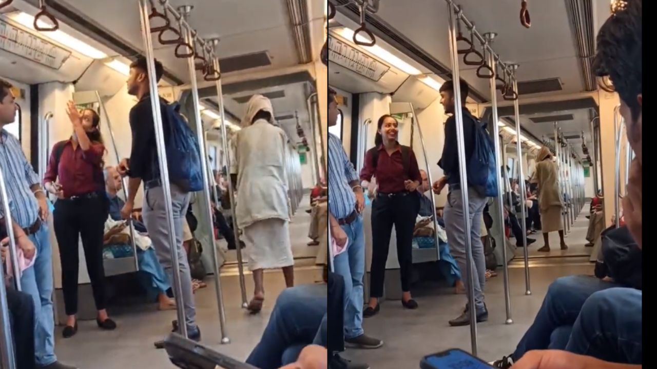 Delhi Metro Viral Video दिल्ली मेट्रो में भीख मांग रहे शख्स का वीडियो सोशल मीडिया पर वायरल