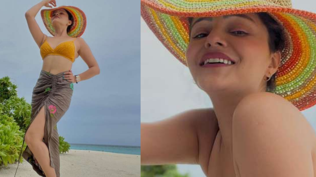In pics, Rubina Dilaik acing yellow Bikini with Thigh high slit skirt while vacationing in the Maldives