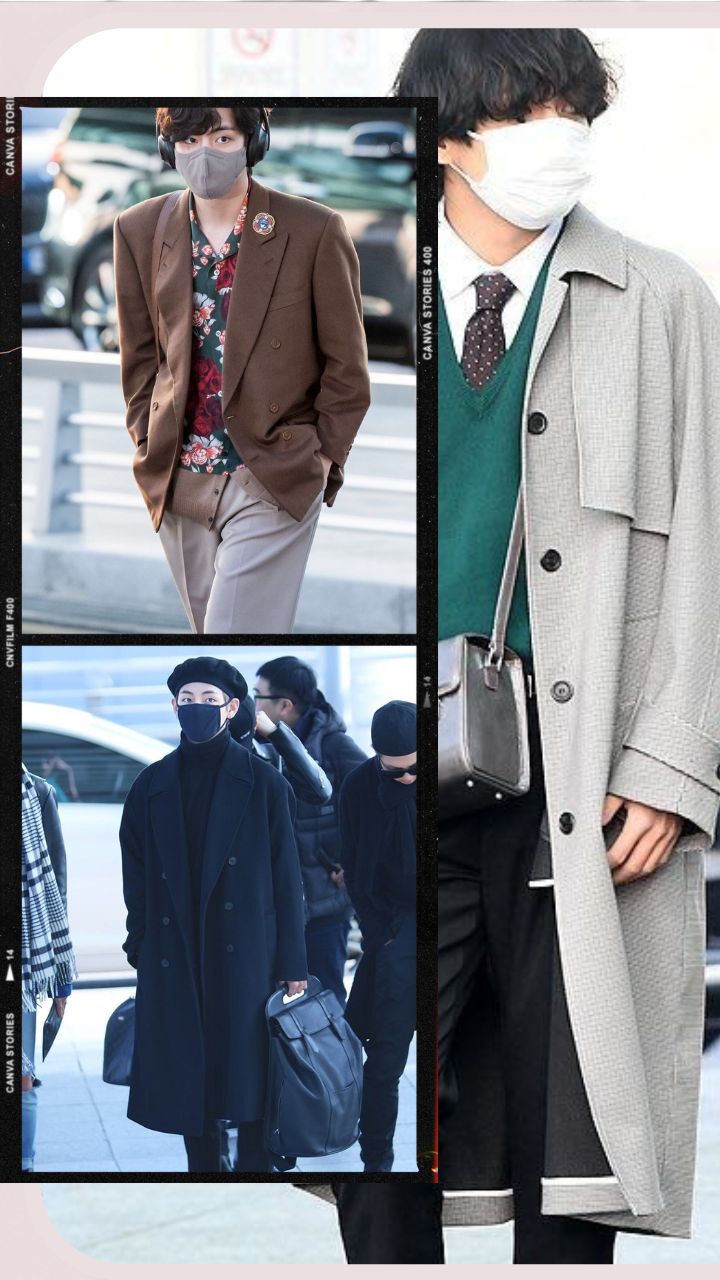 In pics BTS V airport fashion in luxury brands; Kim Taehyung slaying Louis  Vuitton, Gucci & Chanel outfits