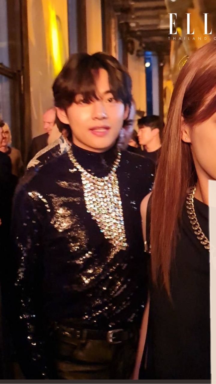 BTS V top looks from Celine Fashion week red carpet ; Taehyung dazzles in  diamonds with Park Bo gum and Lalisa