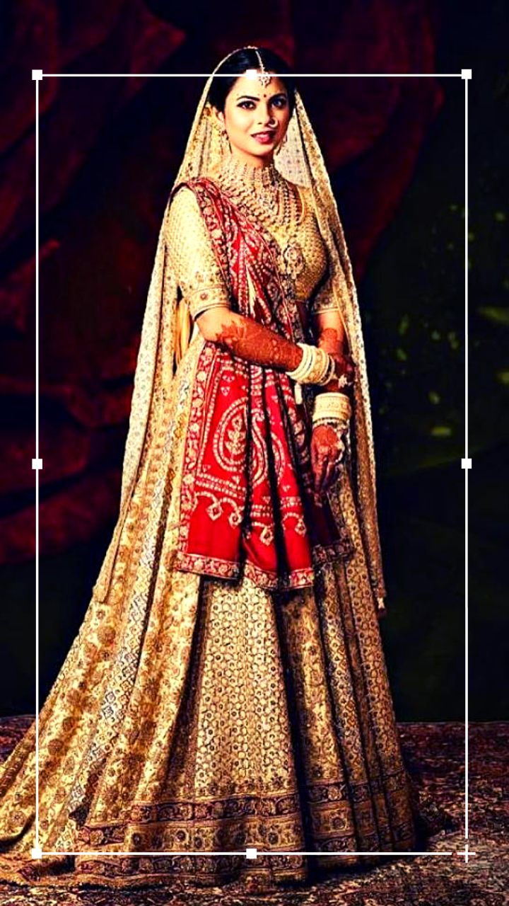 Isha ambani on sale marriage dress price