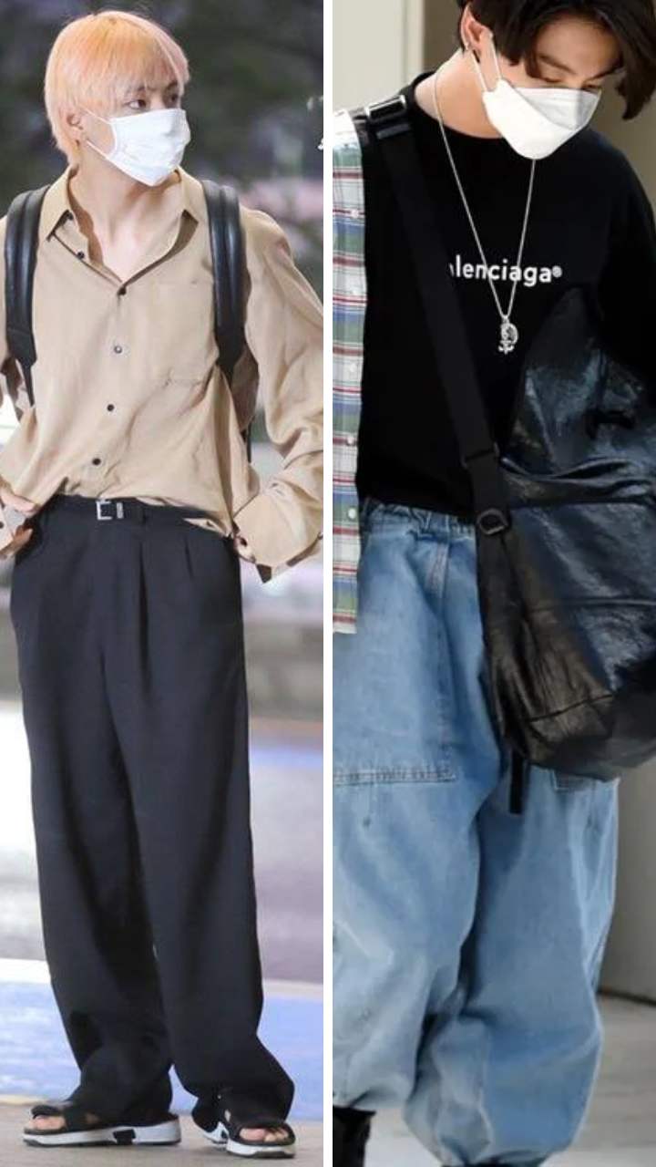 BTS Jungkook & V inspired ways to wear baggy pants in winter