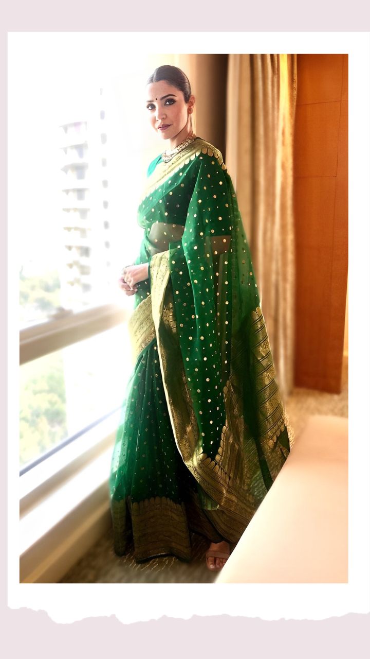 Photos: Anushka Sharma gave us major ethnic goals in her green saree