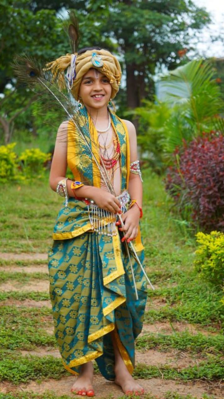 Shree Krishna Dress Janmashtami Costumes, Krishna Dress For Little Kids,  Makhan Chor Dress