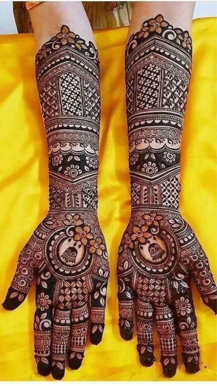 Bridal mehndi designs for back hand rajasthani | Image