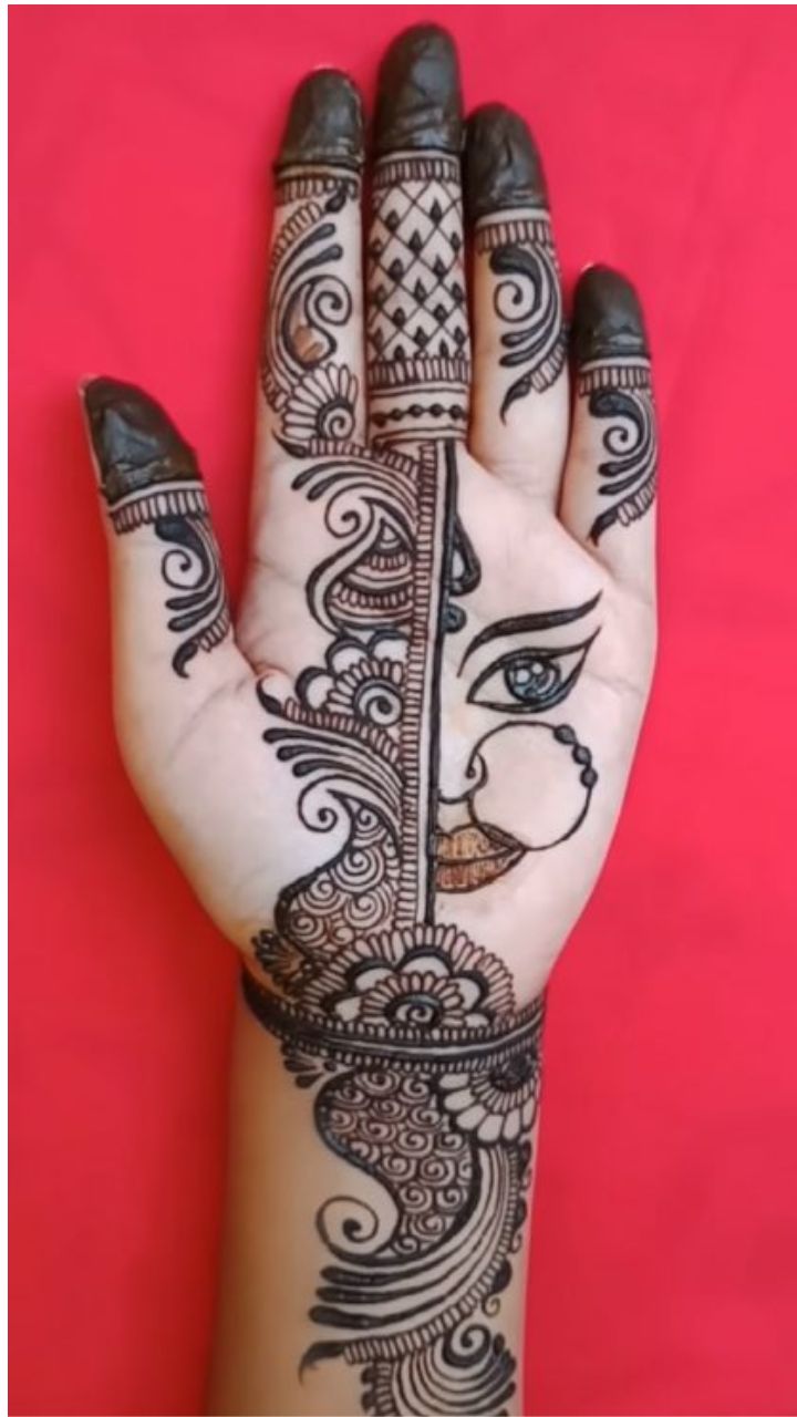 varli art sort of design over hands with mehndi | Dulhan mehndi designs,  Mehndi designs for fingers, Latest mehndi designs