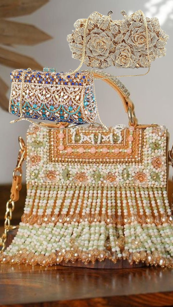Gold Formal Clutch Purse for Women Wedding Crossbody Evening Bag Beige  Glitter Handbag (Beige): Handbags: Amazon.com