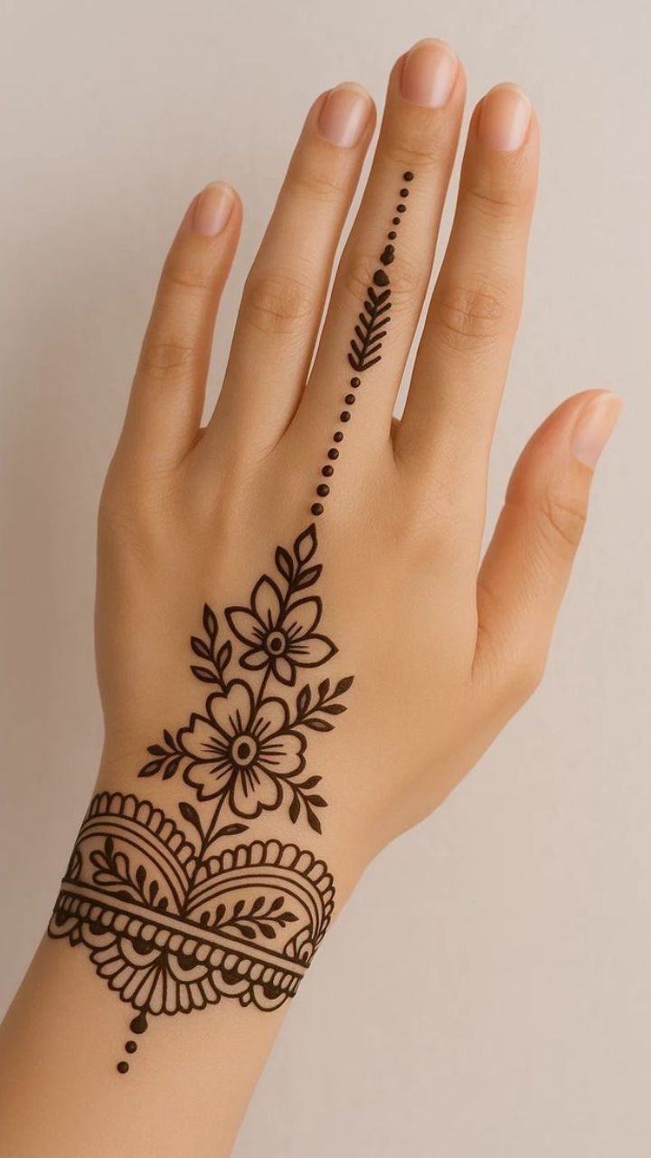 Teej 2025: Minimal Back Hand Mehendi Design For Young Girls